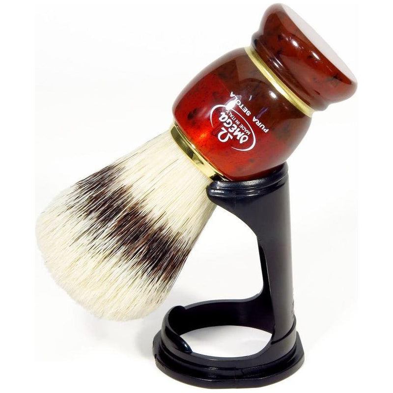 Omega Omega Deluxe Banded Boar Shaving Brush with Stand Red Acrylic #81151 Shaving Brush Dark Slate Gray