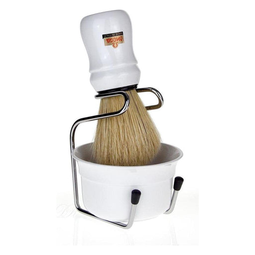 Omega Omega Shaving Set Om49.18 Shaving Brush Bristle + Crucible White Shaving Set Light Gray