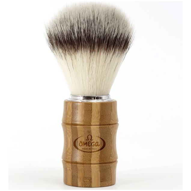 Omega Omega Premium Hi-Brush Synthetic Fiber Shave Brush W/ Bamboo Handle #0146831 Shave Brush Light Gray