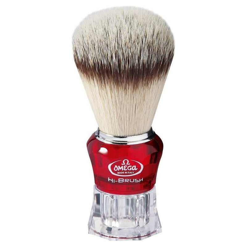 Omega Omega Premium Hi-Brush Synthetic Fiber Shave Brush Red #40652 Shave Brush Gray