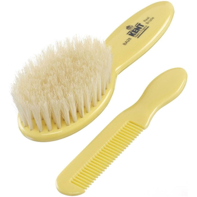 KENT Kent BA28 Baby Brush and Comb Set Soft Natural Bristle Baby Brush and Comb Set Tan