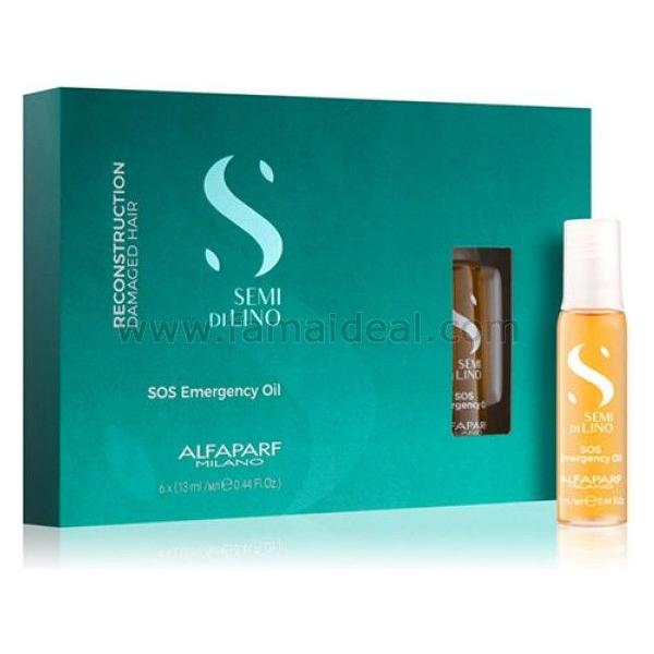 Alfaparf Alfaparf Semi Di Lino Reconstruction SOS Emergency Oil 0.44 oz Hair Oil Dark Cyan