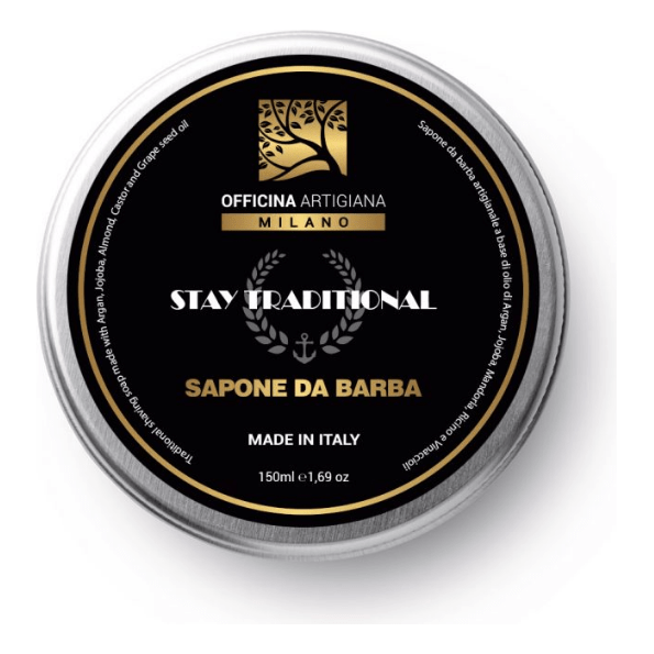 Officina Artigiana Milano Officina Artigiana Milano Stay Traditional Shaving Soap in Glass Jar 150ml Shaving Soap Light Gray