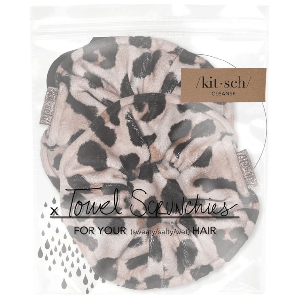 KITSCH Kitsch Towel Scrunchies Leopard Hair Scrunchies Light Gray