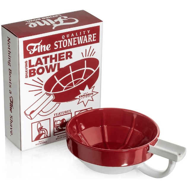 Fine Fine Wet Shave Lather Bowl Red & White Shaving & Grooming Brown
