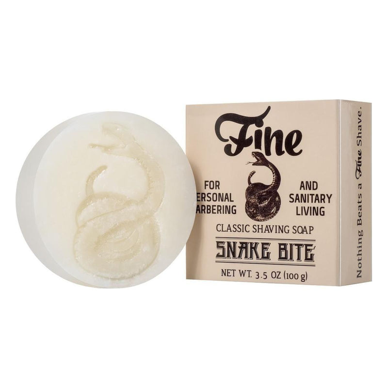 Fine Fine Accoutrements Snake Bite Shaving Collection Shaving Set Light Gray Shaving Soap Bar 3.5 Oz