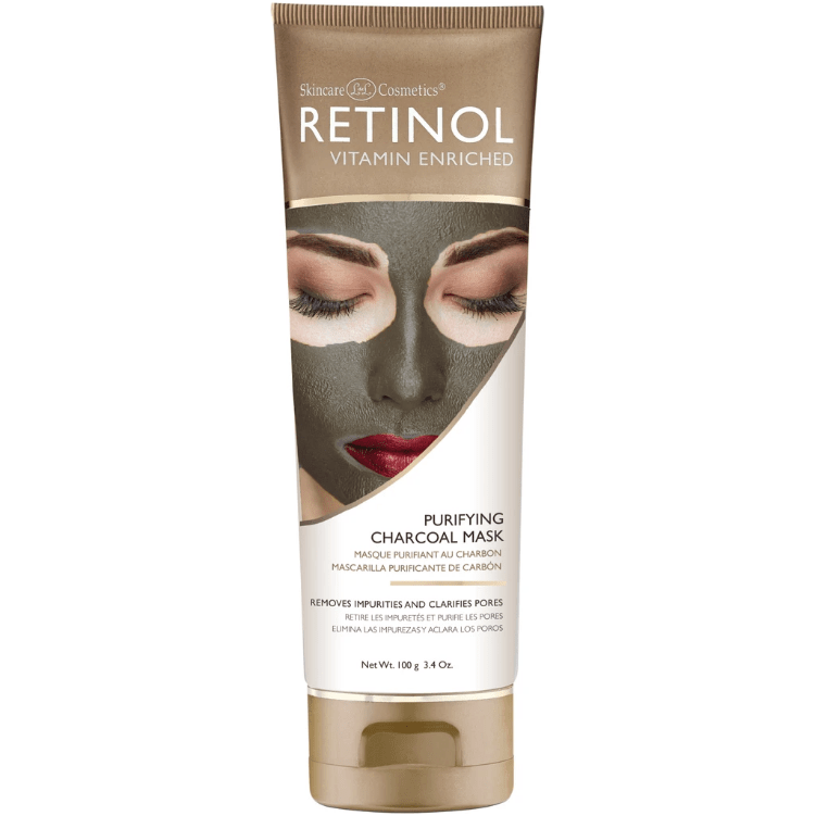 Retinol Retinol Purifying Charcoal Mask - Removes Impurities & Clarifies Pores 3.4 Oz Face Mask Rosy Brown