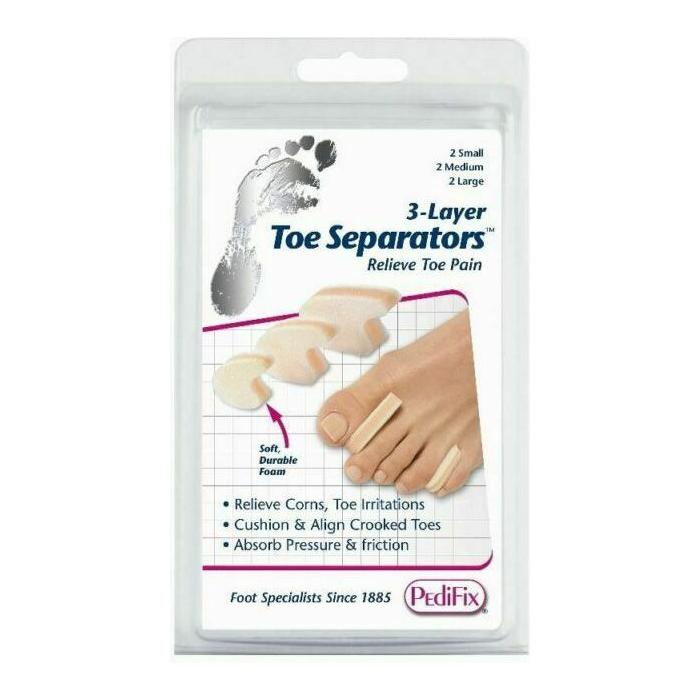 PediFix PediFix 3-Layer Toe Separators 6 Count Large Toe Separators Antique White