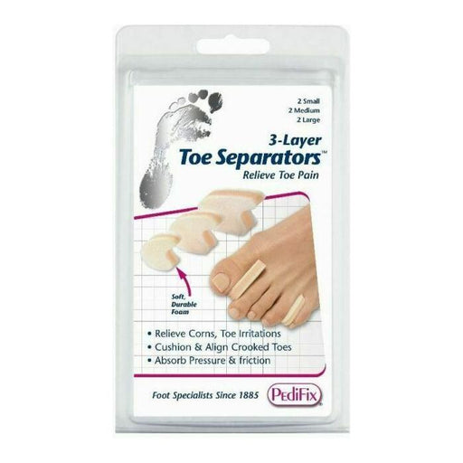 PediFix PediFix 3-Layer Toe Separators 6 Count Large Toe Separators Antique White