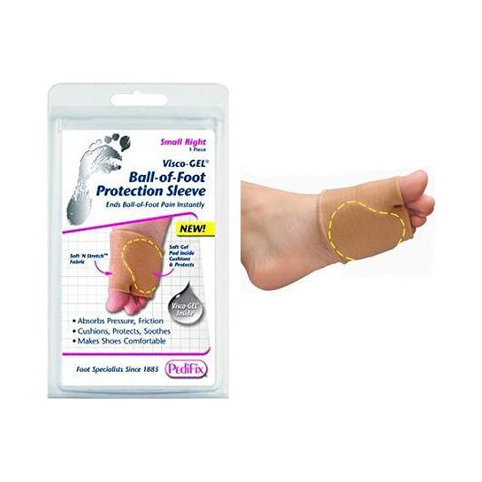 PediFix PediFix Visco-Gel Ball of Foot Protection Sleeve-SM-Right Foot Protection Sleeve Light Gray