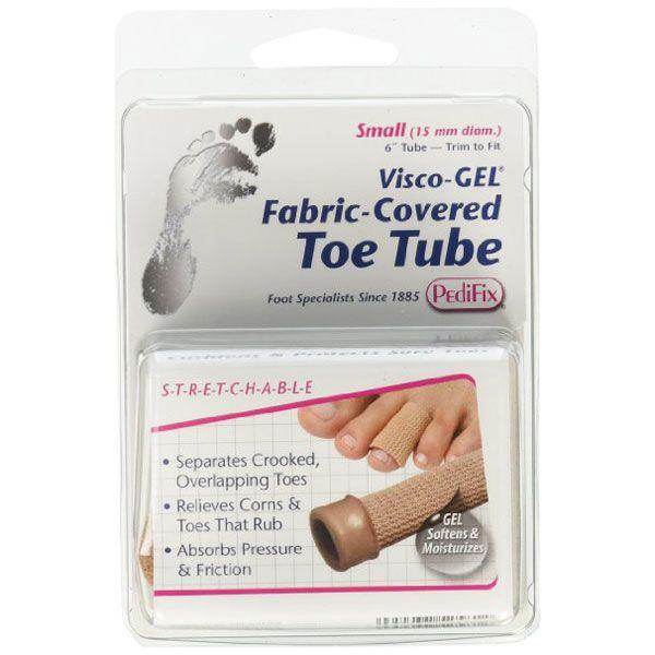 PediFix PediFix Visco-Gel Fabric-Covered Toe Tube small Toe Tube Light Gray