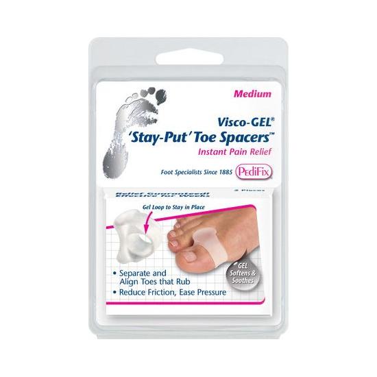 PediFix PediFix Visco-Gel Stay-Put Toe Spacers Medium 1 ea Toe Spacers Light Gray