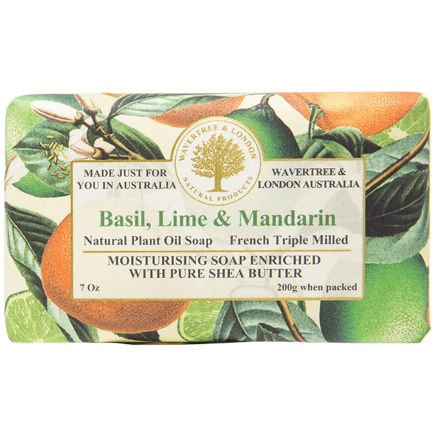 Wavertree & London Wavertree & London Basil Lime Mandarin Natural Luxury Soap Bar 7 Oz Luxury Soap Bar Light Gray