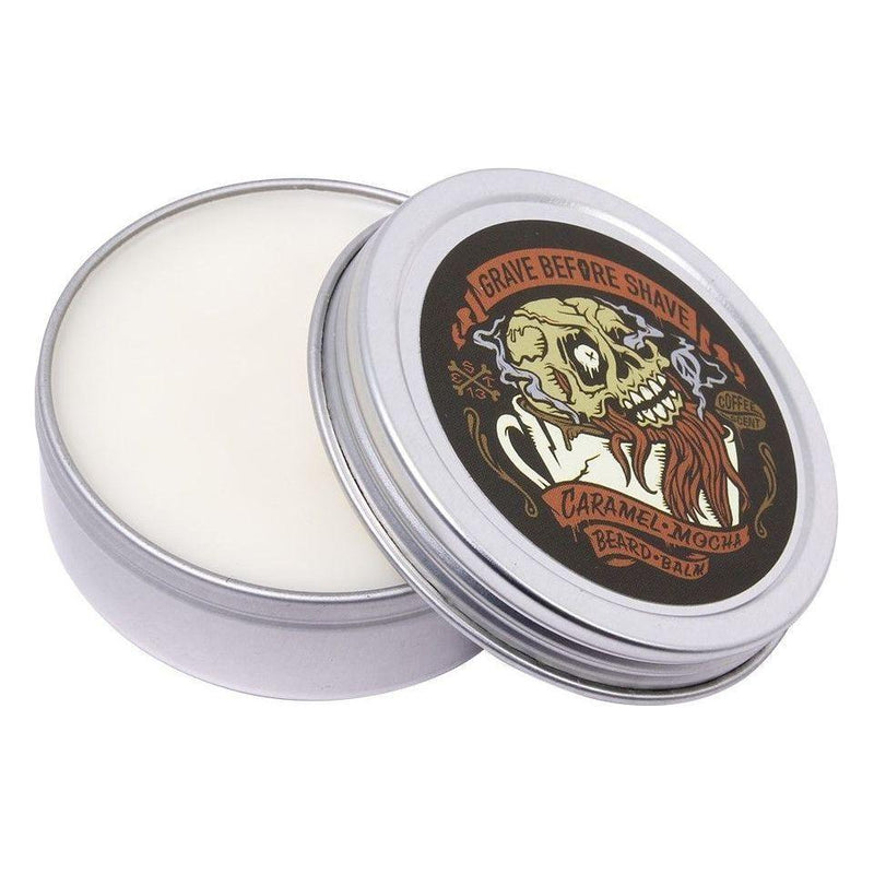 Grave Before Shave Grave Before Shave Beard Balm Caramel Mocha Blend 2 Oz Tin Beard Balm Light Gray