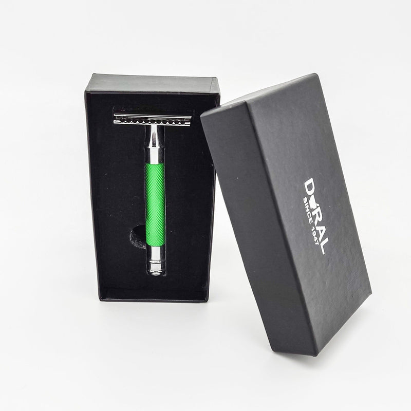 Dural Dural Heavy Stroud Head Double Edge Safety Razor Duty Green/Silver + Pouch Safety Razor Lavender