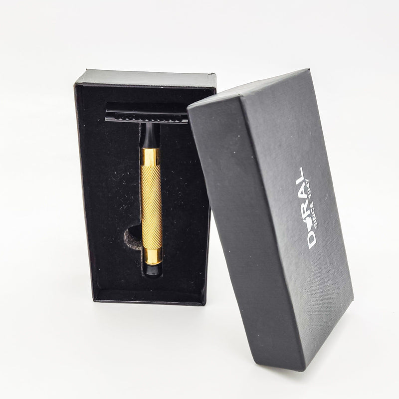Dural Dural Heavy Stroud Head Double Edge Safety Razor Duty Golden/Black + Pouch Safety Razor Lavender