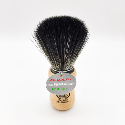 Omega Omega Synthetic Fiber Beard Brush 196228 Beech Wood Handle Beard Brush White Smoke