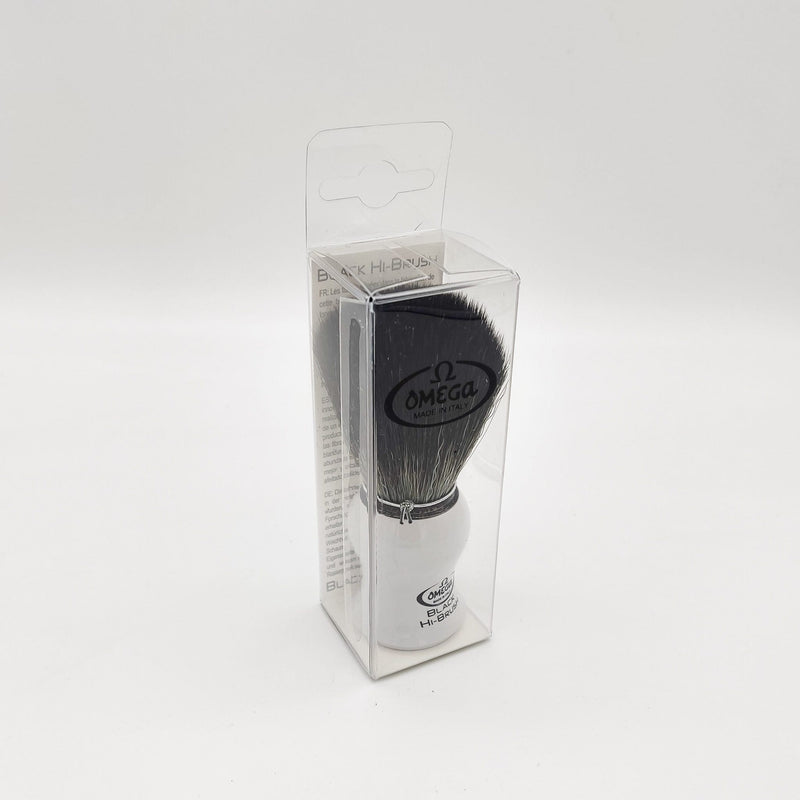Omega Omega shaving brush white handle 0196745 Hi-Brush synthetic fibre Shaving Brush Light Gray