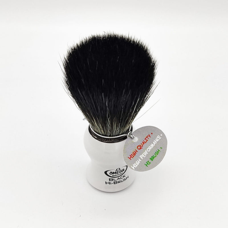 Omega Omega shaving brush white handle 0196745 Hi-Brush synthetic fibre Shaving Brush White Smoke