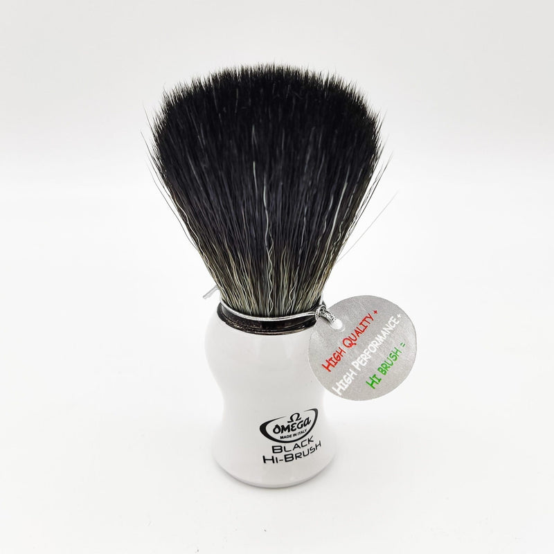 Omega Omega shaving brush white handle 0196745 Hi-Brush synthetic fibre Shaving Brush White Smoke