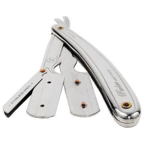 Parker Parker SR1 31R Clip-Type Stainless Steel Handle Straight Barber Shavette Razor Shavette Razor Light Gray