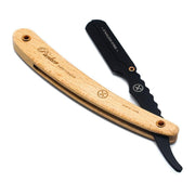 Parker Parker SRPBA Clip-Type Pine Wood Handle Stainless Steel Straight Barber Razor Barber Razor Black