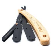 Parker Parker SRPBA Clip-Type Pine Wood Handle Stainless Steel Straight Barber Razor Barber Razor Bisque