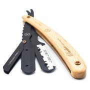 Parker Parker SRPBA Clip-Type Pine Wood Handle Stainless Steel Straight Barber Razor Barber Razor Dark Slate Gray