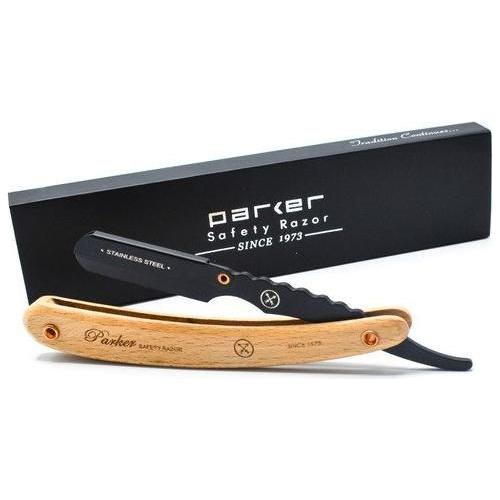 Parker Parker SRPBA Clip-Type Pine Wood Handle Stainless Steel Straight Barber Razor Barber Razor Tan