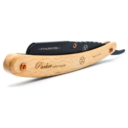 Parker Parker SRPBA Clip-Type Pine Wood Handle Stainless Steel Straight Barber Razor Barber Razor Tan