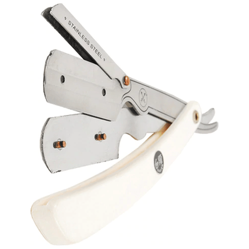Parker Parker SRW 34R White Resin Handle Straight Razor Razor Light Gray