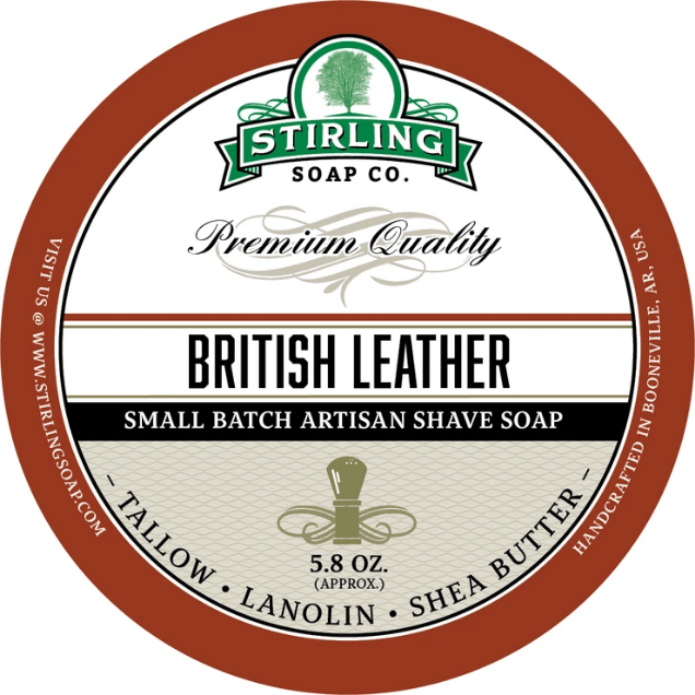 Stirling Soap Co Stirling Soap Co. British Leather Shaving Collection Shaving Set Light Gray Shaving Soap 5.8oz