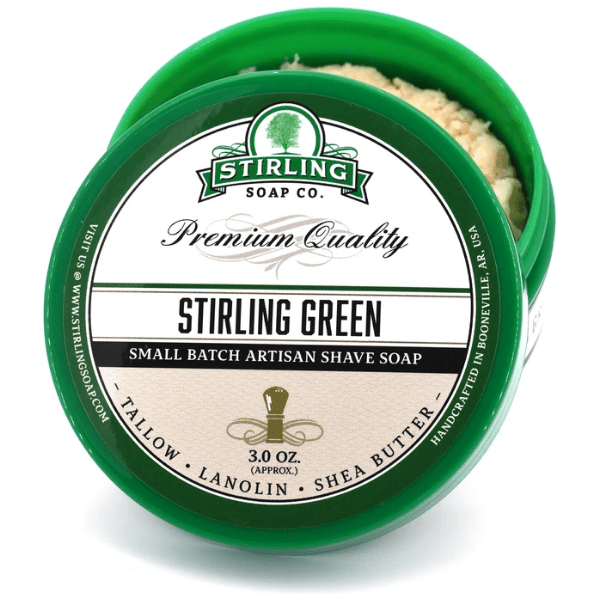 Stirling Soap Co Stirling Soap Co. Stirling Green Shaving Collection Shaving Set Light Gray Shaving Soap 3oz
