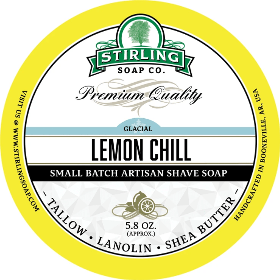 Stirling Soap Co Stirling Soap Co. Glacial - Lemon Chill Shaving Collection Shaving Set Light Goldenrod Shaving Soap 5.8oz