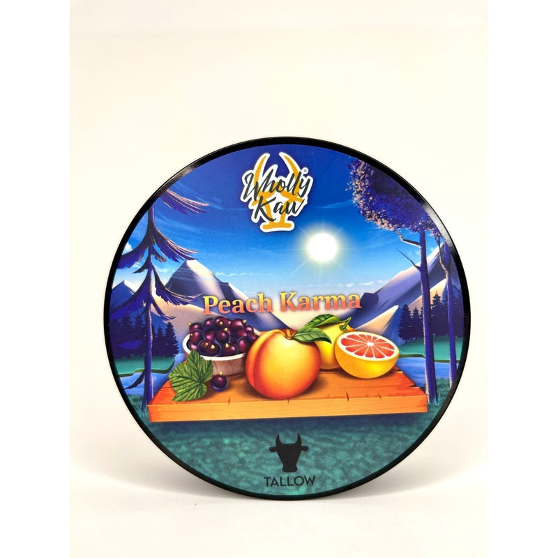 WhollyKaw Wholly Kaw Peach Karma Shaving Collection Shaving Set Beige Tallow Shaving Soap 4 oz