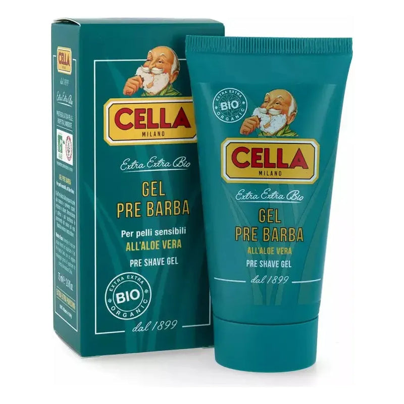 Cella Cella Organic Aloe Vera Pre Shave Gel 75ml Shaving & Grooming Sea Green