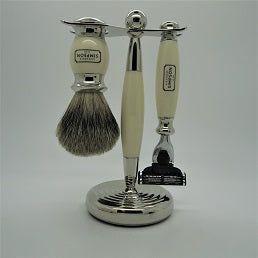 Simpsons Alexander Simpson Est. 1919 Classic Super Badger Mach III Shaving Set Ivory Shaving Set Dark Gray
