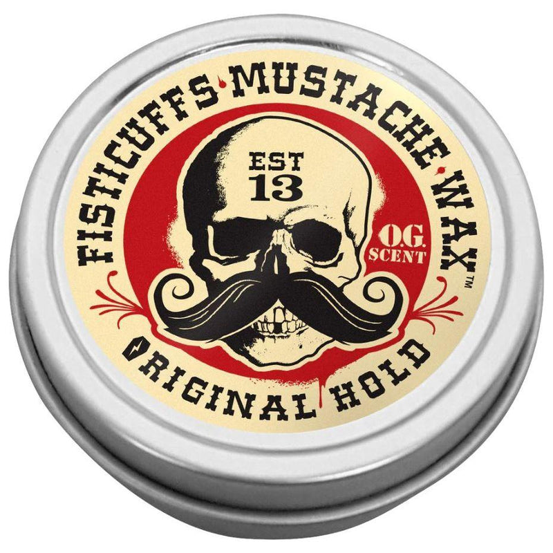 Fisticuffs Fisticuffs Original Hold "OG" Scent Mustache Wax 1 Oz. Tin Shaving & Grooming Light Gray