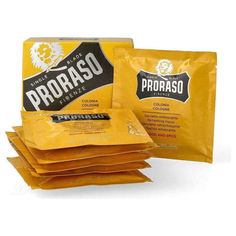 Proraso Proraso Single Blade Wood and Spice Eau De Cologne Tissues (6 Sachets) Eau De Cologne Tissues Goldenrod