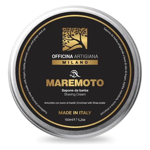 Officina Artigiana Milano Officina Artigiana Milano Maremoto Shaving Soap in Glass Jar 150ml Shaving Soap Gray